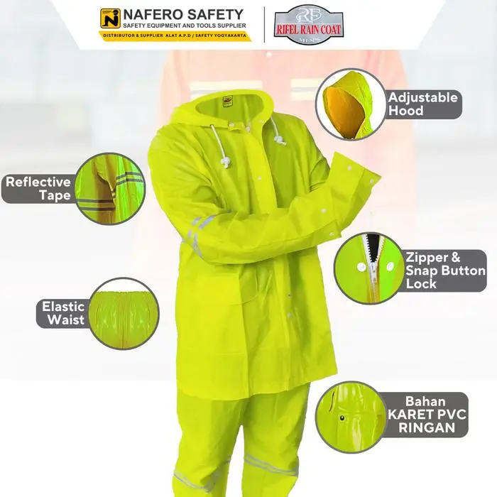 Jas Hujan RF ECO Jas Hujan Bahan Karet PVC Polyester Ringan Multifungsi Untuk Proyek Lapangan & Kendaraan Warna