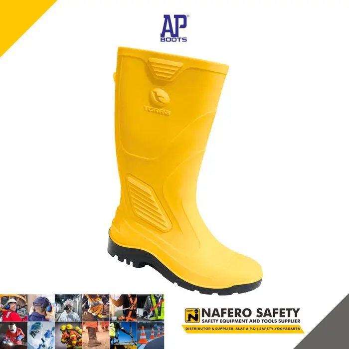 Sepatu Boot Hujan AP BOOTS TERRA ECO 3 Warna KUNING AP BOOTS Rain Boots Proyek Karet Anti Slip, Air, Minyak, Ringan